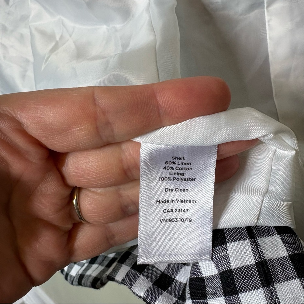 Talbots Black & White Linen Blend Gingham Blazer Size 4 - Picture 6 of 6